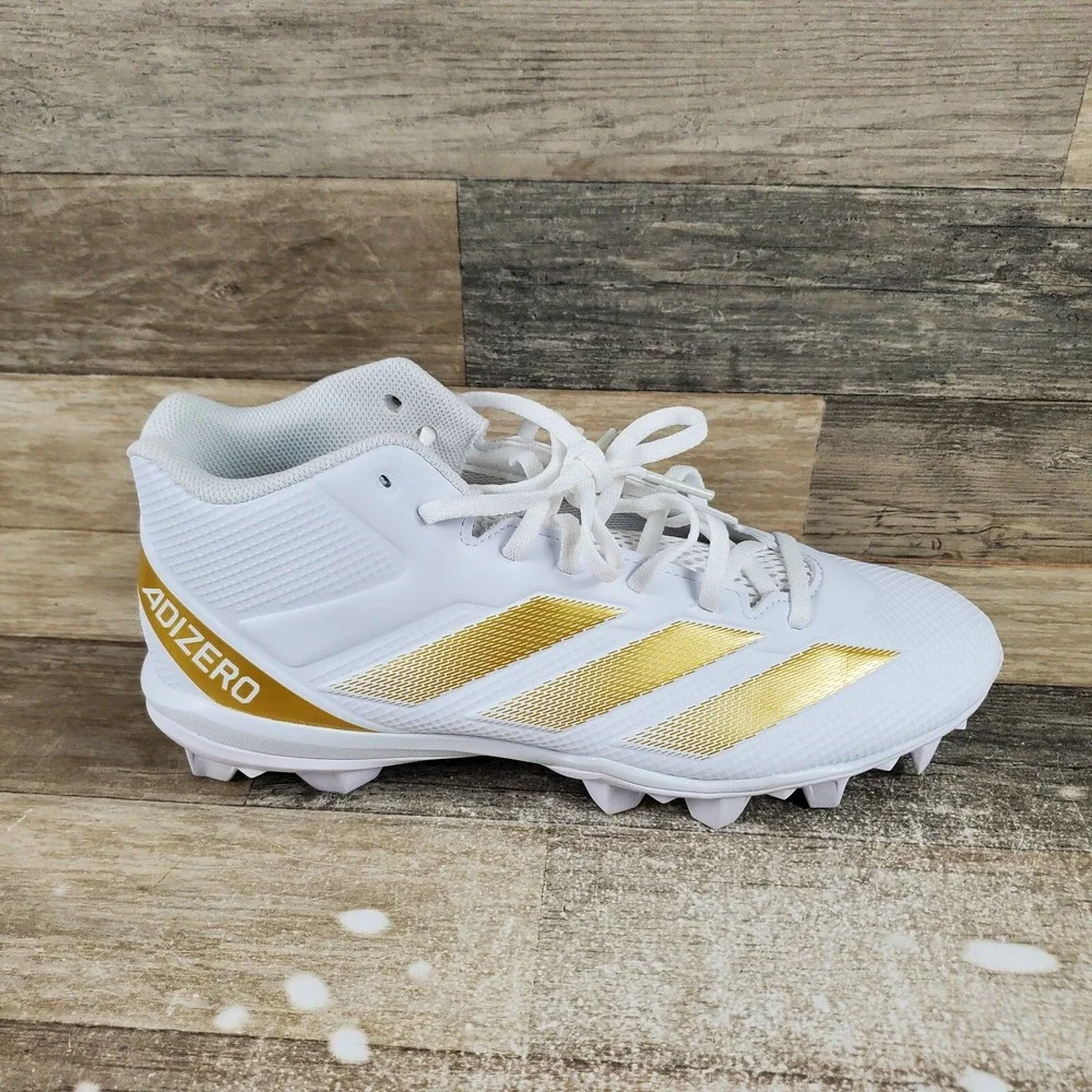 Adidas Adizero Impact.2 MD Mens Shoes Sz 11 White Gold Lace-Up Football Cleats